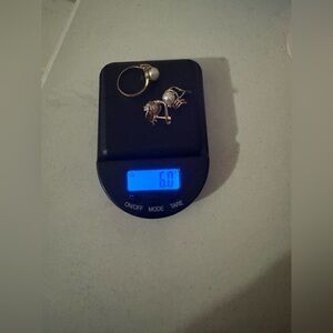 Elegant Gold Pearl Ring and earrings